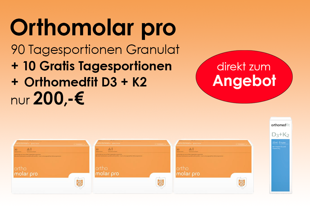 Orthomolar pro 90 Tagesportionen + 10 Gratis Tagesportionen + Orthomedfit D3+K2