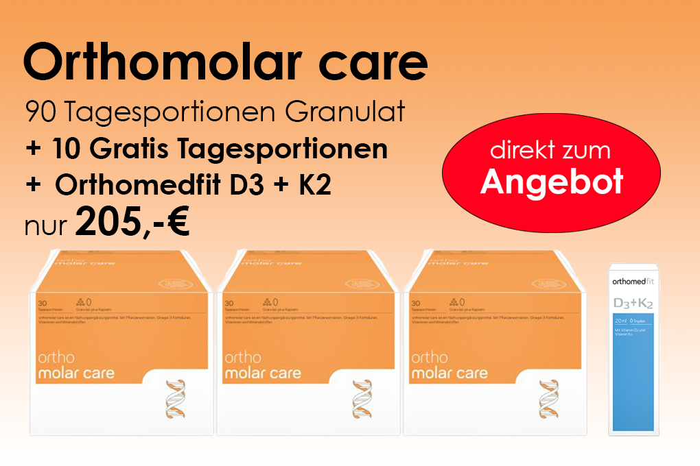 Orthomolar care Granulat, 90 Tagesportionen + 10 Gratis Tagesportionen + Orthomedfit D3+K2